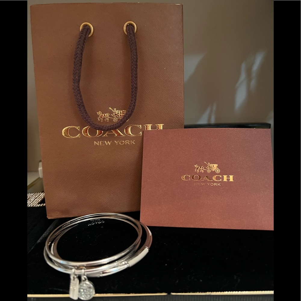 3 Coach Silver Bangle Bracelets NWOT